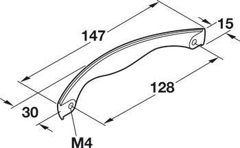 Hafele 110.20.603 Handle Zinc M4 CTC 128MM, Matt Nickel 103ZN08