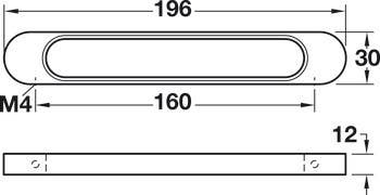 Hafele 110.34. Handle Nouveau Zinc CTC 160MM