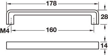 Hafele 110.34. Handle Nouveau Zinc M4 CTC 160MM