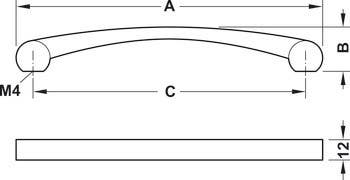 Hafele 110.34. Handle Nouveau Zinc M4