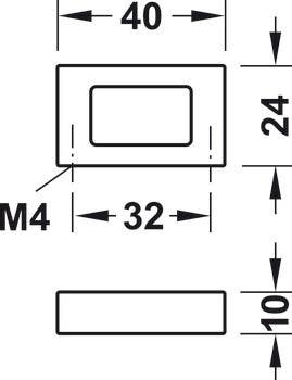Hafele 110.34. Handle Nouveau Zinc M4 CTC 32MM