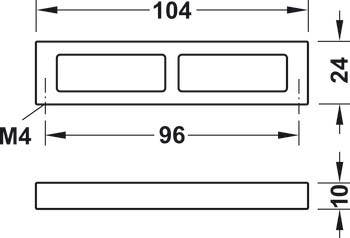 Hafele 110.34. Handle Nouveau Zinc M4 CTC 96MM