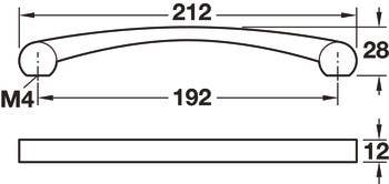 Hafele 110.34. Handle Nouveau Zinc M4 CTC 192MM