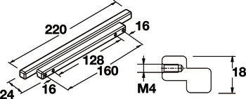 Hafele 110.35.686 Handle Studio Aluminum M4, 128/160 mm CTC, Stainless Steel