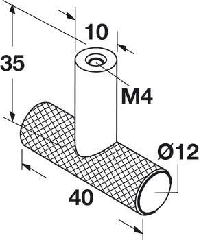 Hafele 110.52. Knob T SS M4 Length 40MM