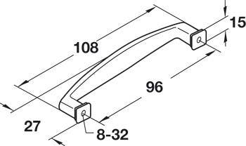 Hafele 110.93. Handle Keystone Zinc CTC 96MM