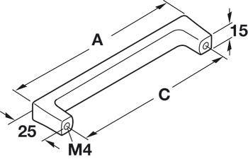 Hafele 111.59.002 Handle Lago DI Como Zinc M4, 128 mm CTC, Stainless Steel Look