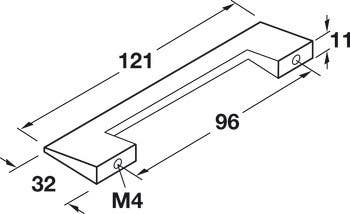 Hafele 111.93.286 Handle Fineline Zinc Polished Chrome M4, 160 mm CTC