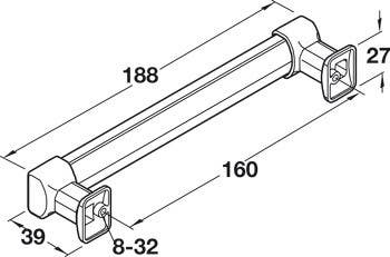 Hafele 111.95.0 Handle Aluminium Matt/Zinc BLK 8-32
