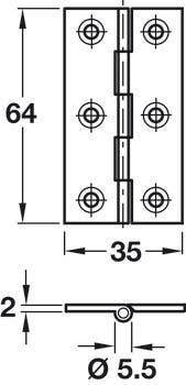 Hafele 354.19.026 Broad Style Hinge, 64 x 35 mm, Brass