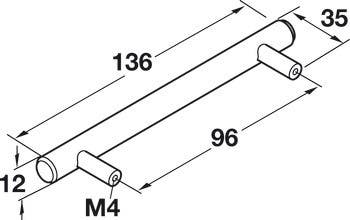 Hafele 491.41. Bar Handle, Steel