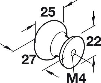 Hafele 491.54.091 Knob Capital Bordeaux Iron Pewter M4, 32X32MM