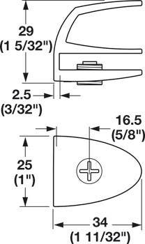 Hafele 154.28.900 Handle Single Glass Door Zinc Aluminium