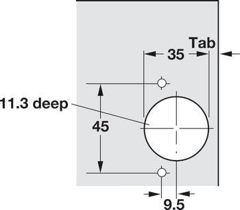 Hafele 314.52.400 Concealed Hinge, Face Frame, 105Degree Opening Angle