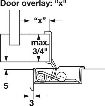 Hafele 314.52.495 Concealed Hinge, Compact, Face Frame, 105Degree Opening Angle