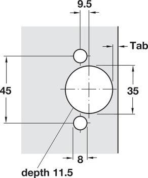 Hafele 315.00. Clip Hinge, Opening Angle 110Degree