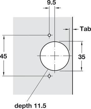 Hafele 315.02.500 Wide Angle Clip-On Hinge, Opening Angle 165Degree, Full Overlay
