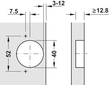 Hafele 315.10.600 Hinge 110 Degree, Full Overlay, 52/7.5 SC Screw