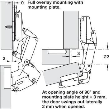 Hafele 329 Concealed Hinge, Salice with Zero Protrusion, 155D