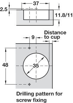 Hafele 322.15.540 Concealed Hinge, 100 Degree Nexis, Sprung, Full Overlay Mounting