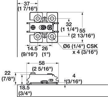 Hafele 327.32.500 Clip Mounting Plate Screw-On