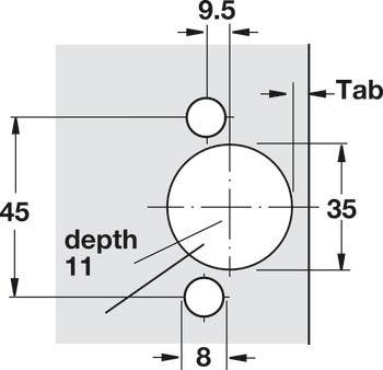 Hafele 329.03. Salice Hinge 120D 1/2" Overlay