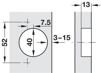 Hafele 329 Salice Hinge 94D Inset Mounting