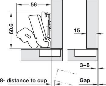 Hafele 329 Concealed Hinge, Salice Push, 155D/165D, Full Overlay