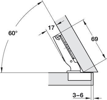 Hafele 329.09.521 Duomatic 120D, Concealed Cup Hinge for -30 Degree Corner Application