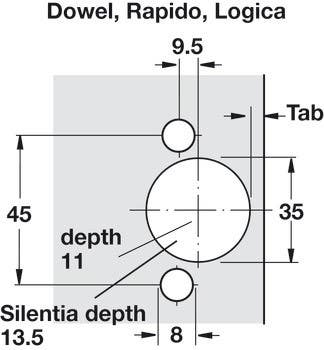 Hafele 329.11.430 Blind Corner Concealed Hinge, Salice, 110D Overlay