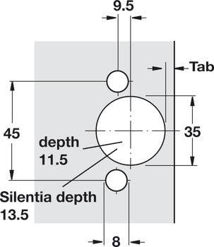 Hafele 329.17. Concealed Hinge, Salice 200 Series/700 Series, 110D 1/2" Overlay