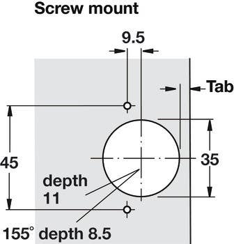 Hafele 329.17. Concealed Hinge, Salice Push, 110D Full Overlay