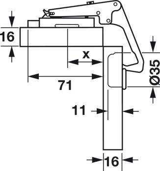 Hafele 329.19. Pie-Cut Corner Hinge, Salice, 70D
