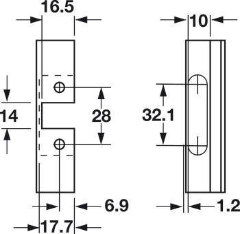Hafele 329.23.630 Aluminum Frame Door Hinge, Salice, 105D Half Overlay