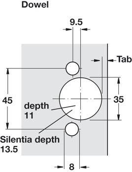 Hafele 329 Salice, +45 Degree Concealed Corner Hinge for Wood Doors, Steel, Nickel-Plated