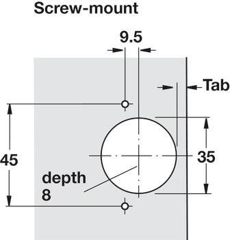 Hafele 329.28. Thin door concealed hinge