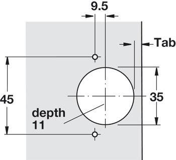 Hafele 329.31. Concealed Hinge, Salice 200 Series, 94D, Half Overlay