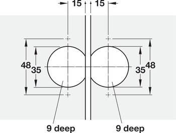 Hafele 343.91.600 Folding Door Institutional Hinge, Aximat, 180D