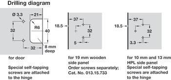 Hafele 344.75. Thin Panel Institutional Hinge, Aximat 300, Grade 1