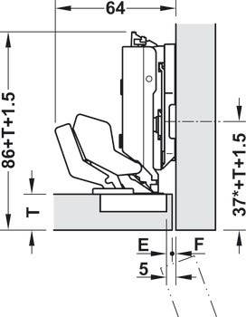 Hafele 348.24.801 Concealed Hinge, Grass, Tiomos M9 110D, for Thin Doors