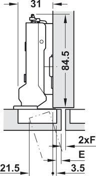 Hafele 348.31. Concealed Hinge, Grass Tiomos, 110D Half Overlay/Twin Mounting, Steel, Nickel-Plated