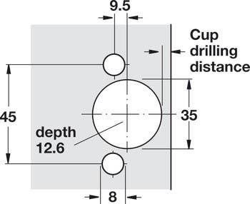 Hafele 348.31. Grass Tiomos, Concealed Hinge, 110D, Full Plus Overlay Mounting, Steel, Nickel-Plated