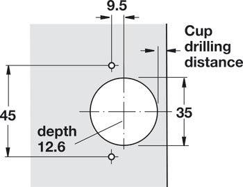 Hafele 348.35. Concealed Corner Hinge, Grass Tiomos, 110D Overlay Mounting