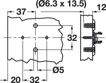 Hafele 348.38. Wing Baseplate, Grass Tiomos, 4-Point Fixing