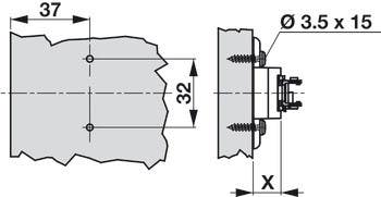 Hafele 348.39. Cruciform Mounting Plate , 2 point fixing