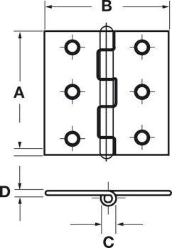 Hafele 354.12. Furniture Hinge, with Fixed Pin, 5 Knuckles