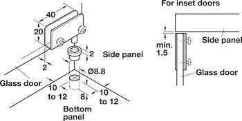 Hafele 361.42.211 Simplex-Inset Glass Door Hinge (pair), 110D Opening Angle