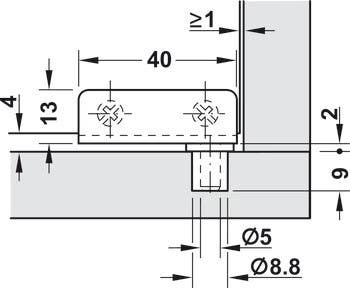 Hafele 361.42.300 Simplex-Inset Glass Door Hinge (pair), Opening Angle 110D