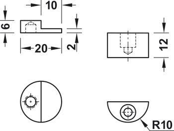 Hafele 361.51. Glass Door Pivot Hinge, 210D, External