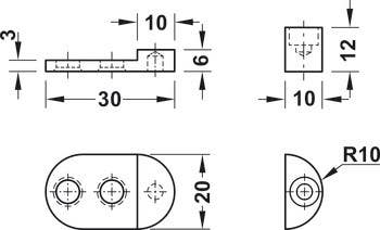 Hafele 361.61. Glass Door Pivot Hinge, Opening Angle 210D